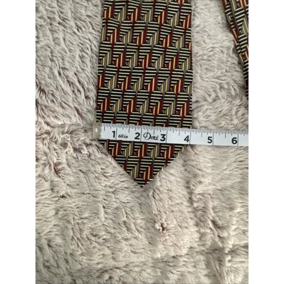 Barry Wells Tall Man Silk Tie 65.5 X 4” Black, Burgundy, Gold, Gray Necktie Long - Picture 7 of 9